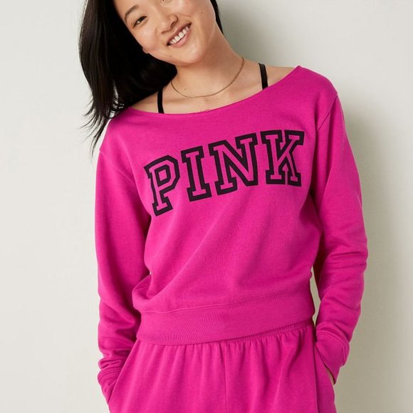 NWT VS PINK Neon off the Shoulder Sweatshirt - Picture 4 of 4